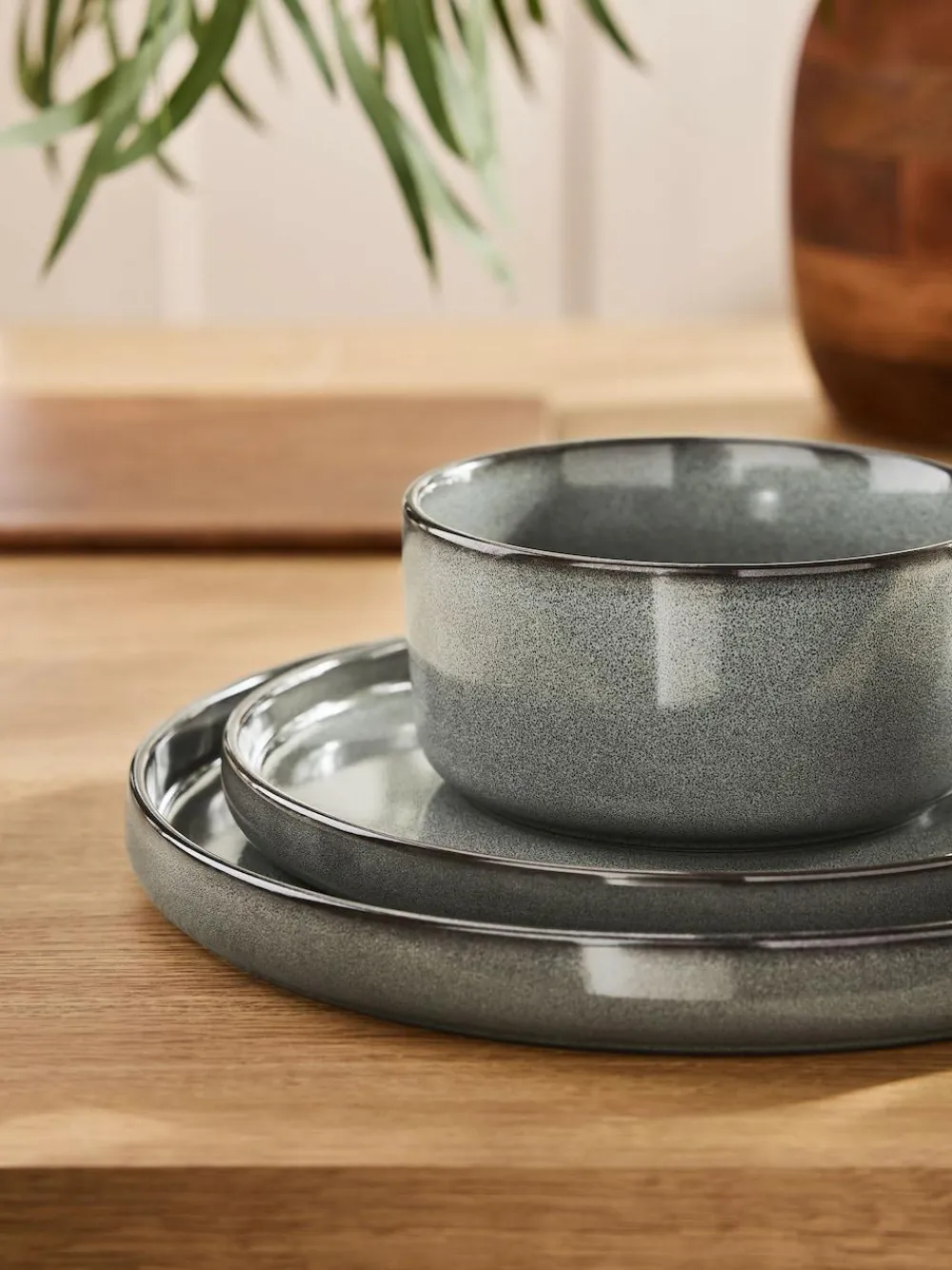 Next 12 Piece Green Dalton Reactive Glaze Dinner Set^ Dinner Sets & Pasta Bowls
