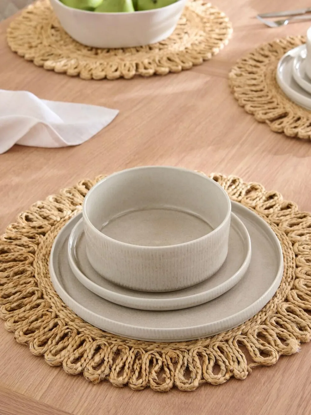 New Next 12 Piece Natural Stamford Dinner Set