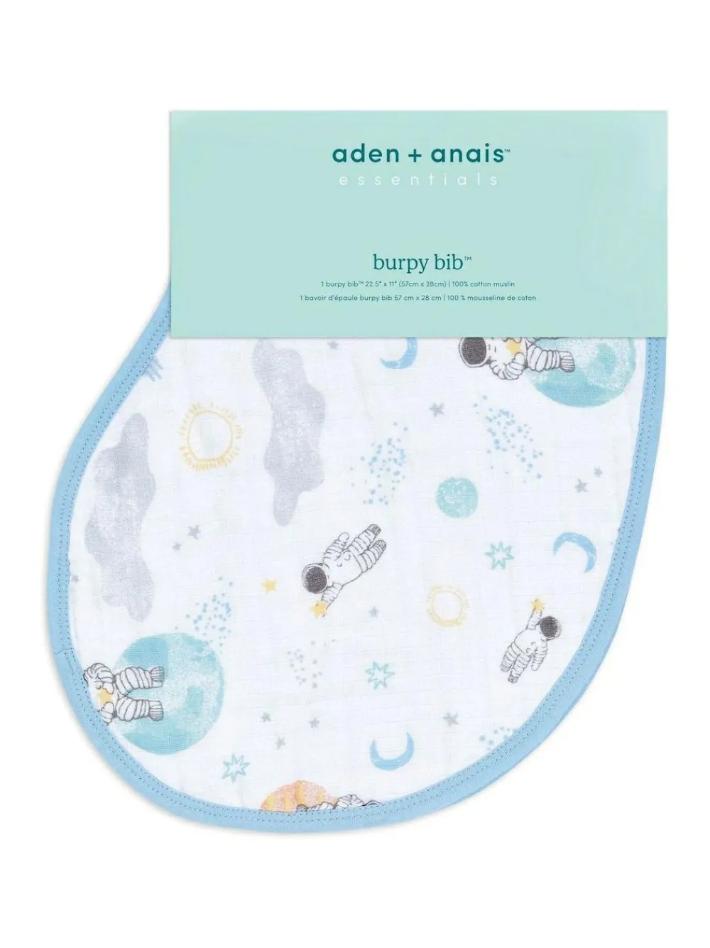 Aden + Anais Natural Essentials Cotton Space Explorers Muslin Baby Burpy 100% Cotton Bib^ Bibs
