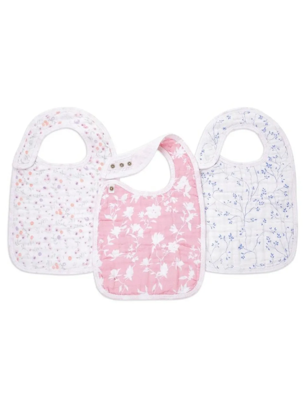 Aden + Anais Pink 100% Cotton Snap Bibs 3 Pack^ Bibs