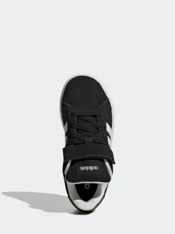 Best adidas Black Grand Court 00s Suede Elastic Lace Kids Trainers