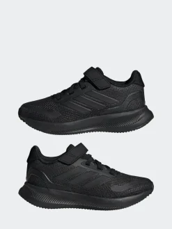 adidas Black Runfalcon 5 Elastic Lace Running Kids Trainers