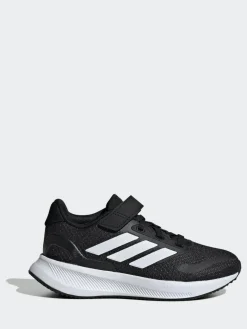adidas Black/White Runfalcon 5 Elastic Lace Running Kids Trainers^BOY Sneakers|Sneakers