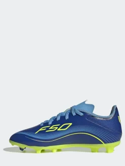 adidas Blue/Yellow Kids F50 Messi League Firm/Multi Ground Boots^ Soccer Cleats