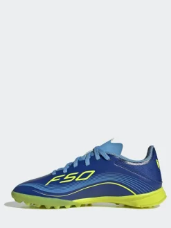adidas Blue/Yellow Kids F50 Messi League Turf Boots^ Soccer Cleats