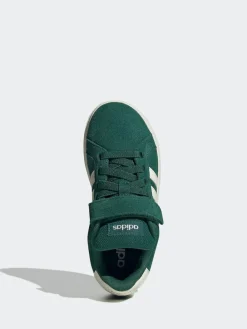 Outlet adidas Green Grand Court 00s Suede Elastic Lace Kids Trainers