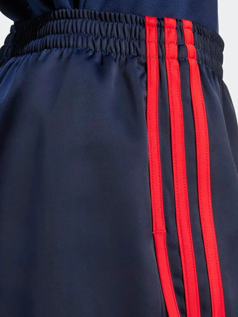 adidas originals Navy/Red 3 Stripe Satin Sprinter Shorts^Women Shorts