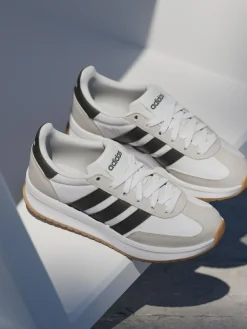 Clearance adidas White/Black/Grey Run 70s 2.0 Lace Junior Trainers