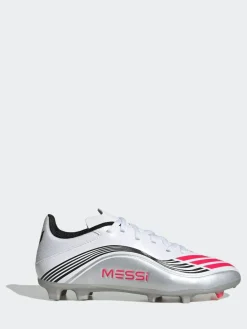 adidas White/Blue Kids F50 Messi League Firm/Multi Ground Boots^ Soccer Cleats