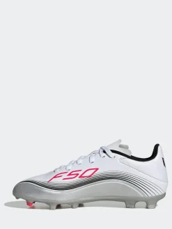 adidas White/Blue Kids F50 Messi League Firm/Multi Ground Boots^ Soccer Cleats