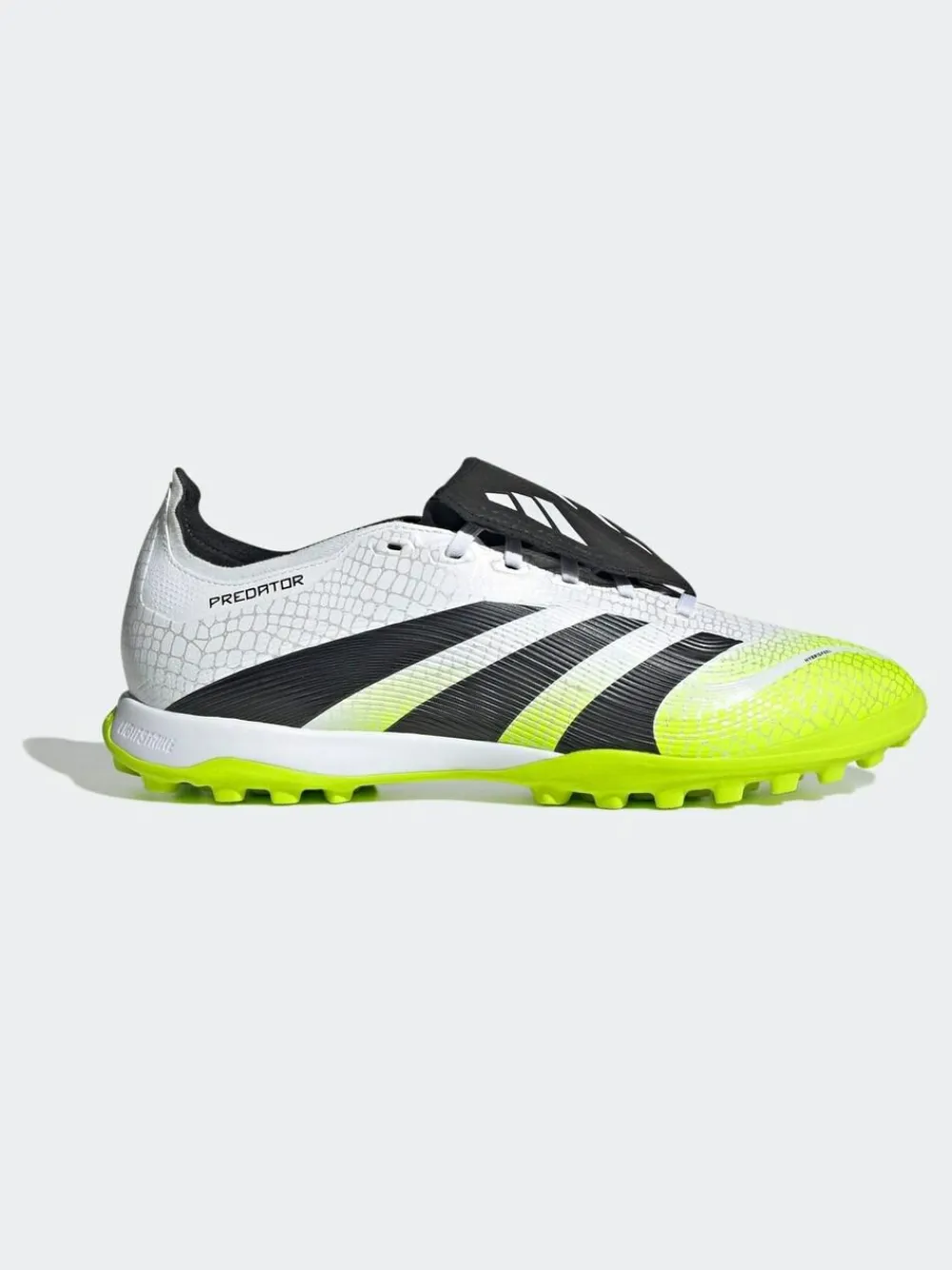 adidas White/Lemon Adult Predator League Fold-Over Tongue Turf Boots^ Soccer Cleats