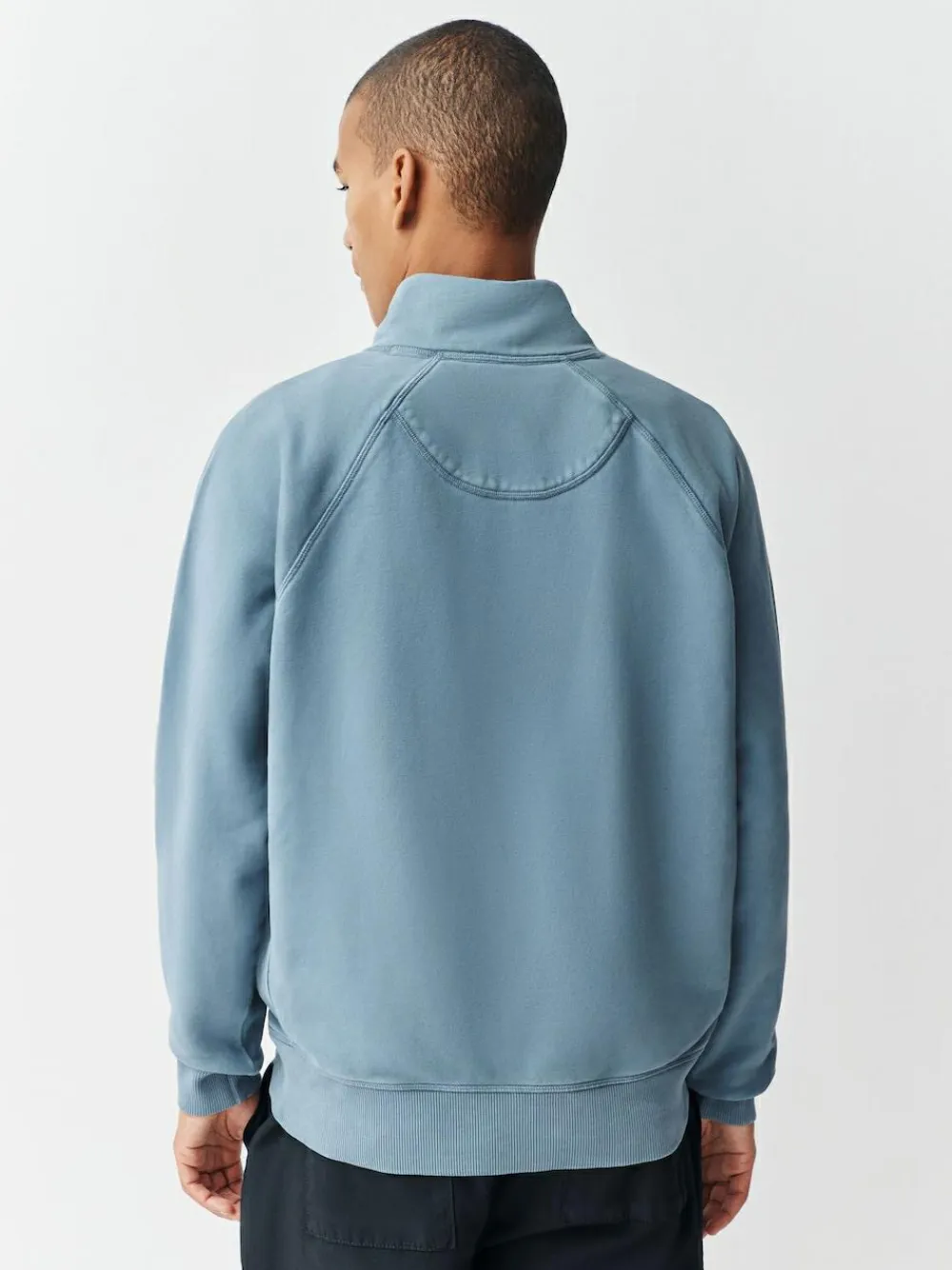 Clearance Next Heavyweight Washed Quarter Zip Sweatshirt Airforce Blue