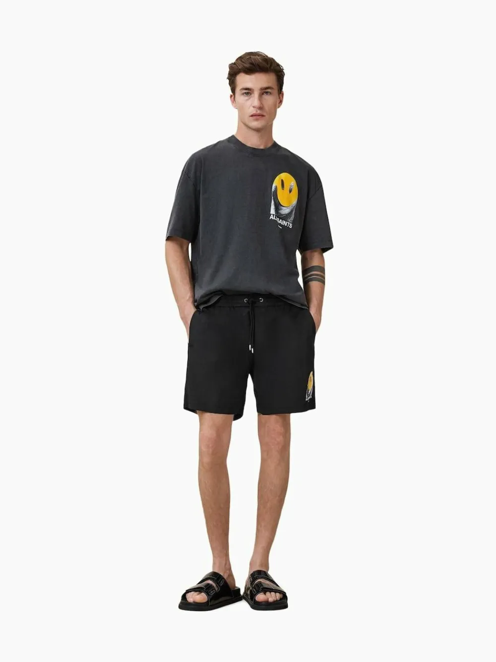 Clearance All Saints AllSaints Black Party Wave Swim Shorts
