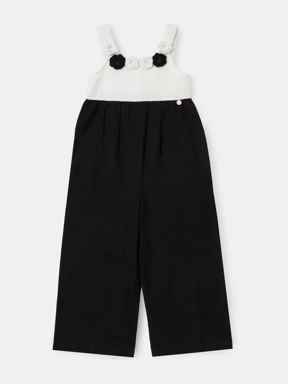 Angel & Rocket Black Illiana Crochet Linen Jumpsuit