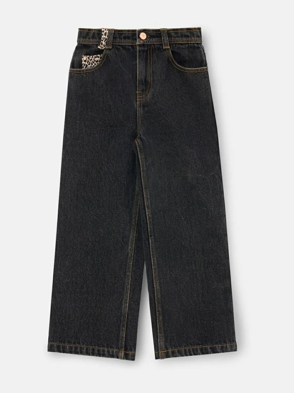 Angel & Rocket Black Piper Leopard Print Star Applique Wide Leg Jeans^ Jeans