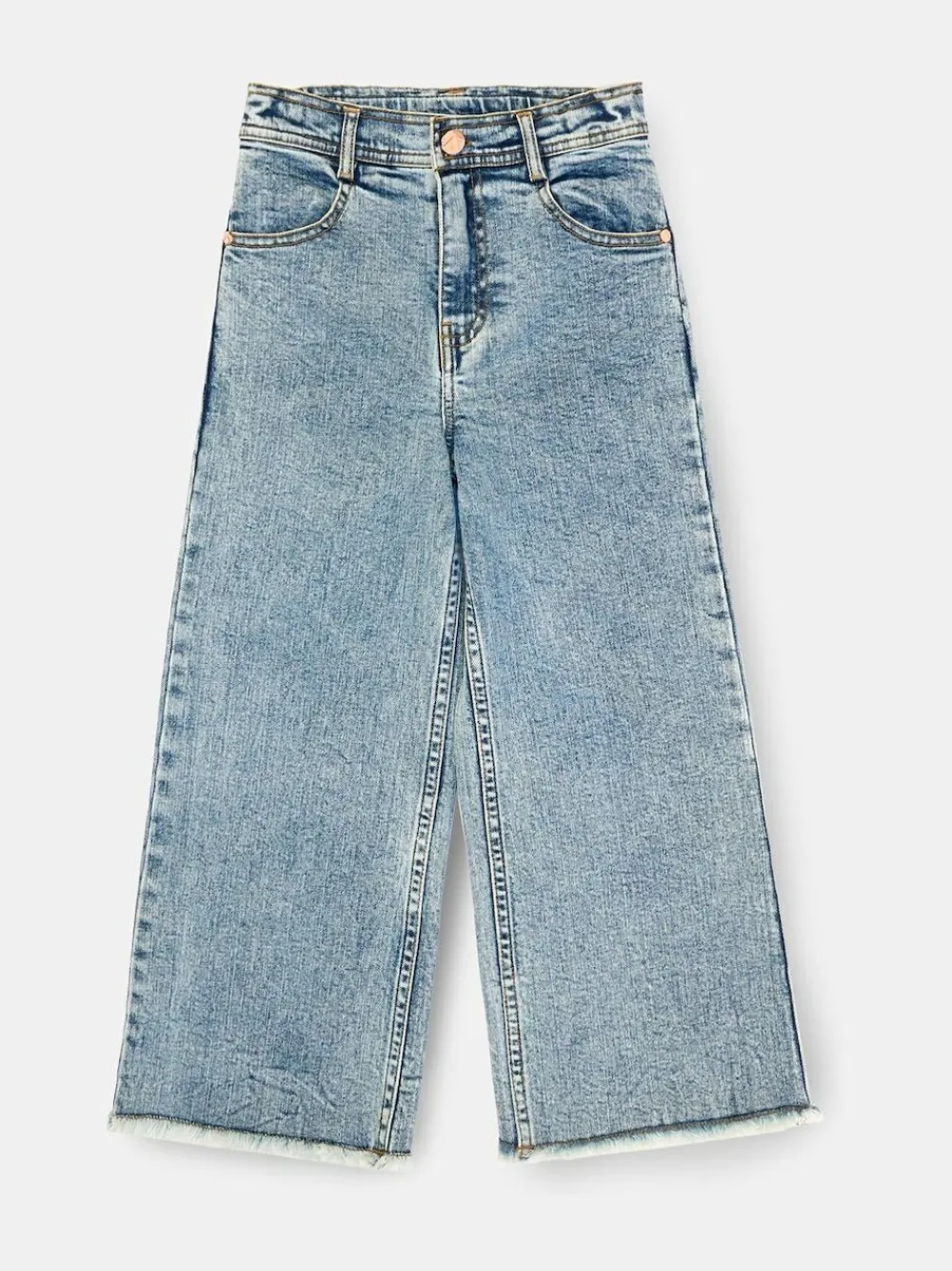 Angel & Rocket Blue Brooke Wide Leg Heart Print Pocket Jeans^ Jeans