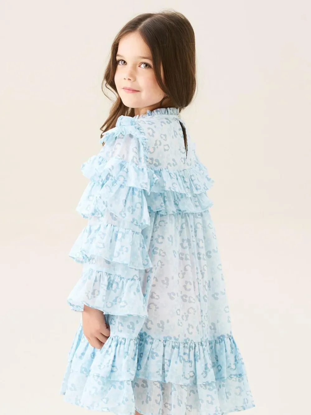 Hot Angel & Rocket Imogen Leopard Print Frill Dress Blue
