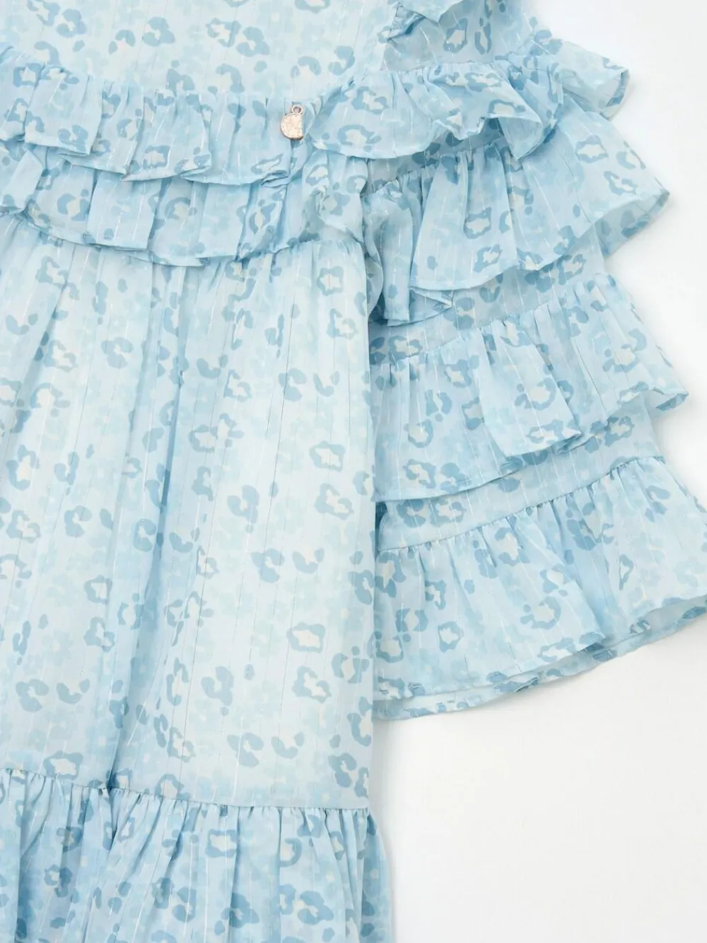 Hot Angel & Rocket Imogen Leopard Print Frill Dress Blue