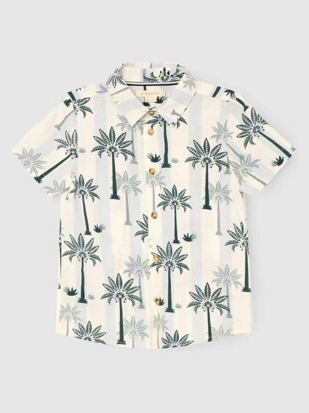 Angel & Rocket Blue Jamie Palm Stripe SS Shirt^BOY Shirts