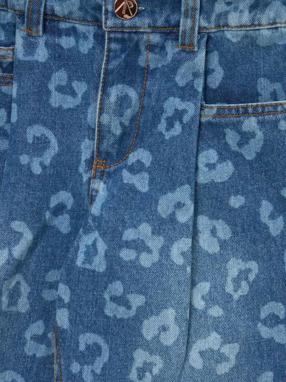New Angel & Rocket Blue Kendal Leopard Print Denim Barrel Leg Jeans