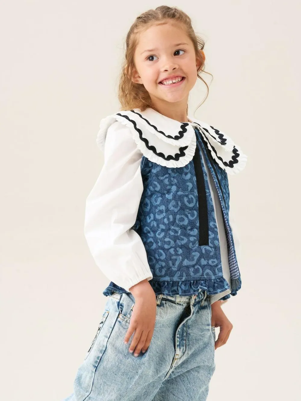 Angel & Rocket Blue Petra Leopard Print Denim Gilet^ Jackets & Coats|Snowsuits & Coats