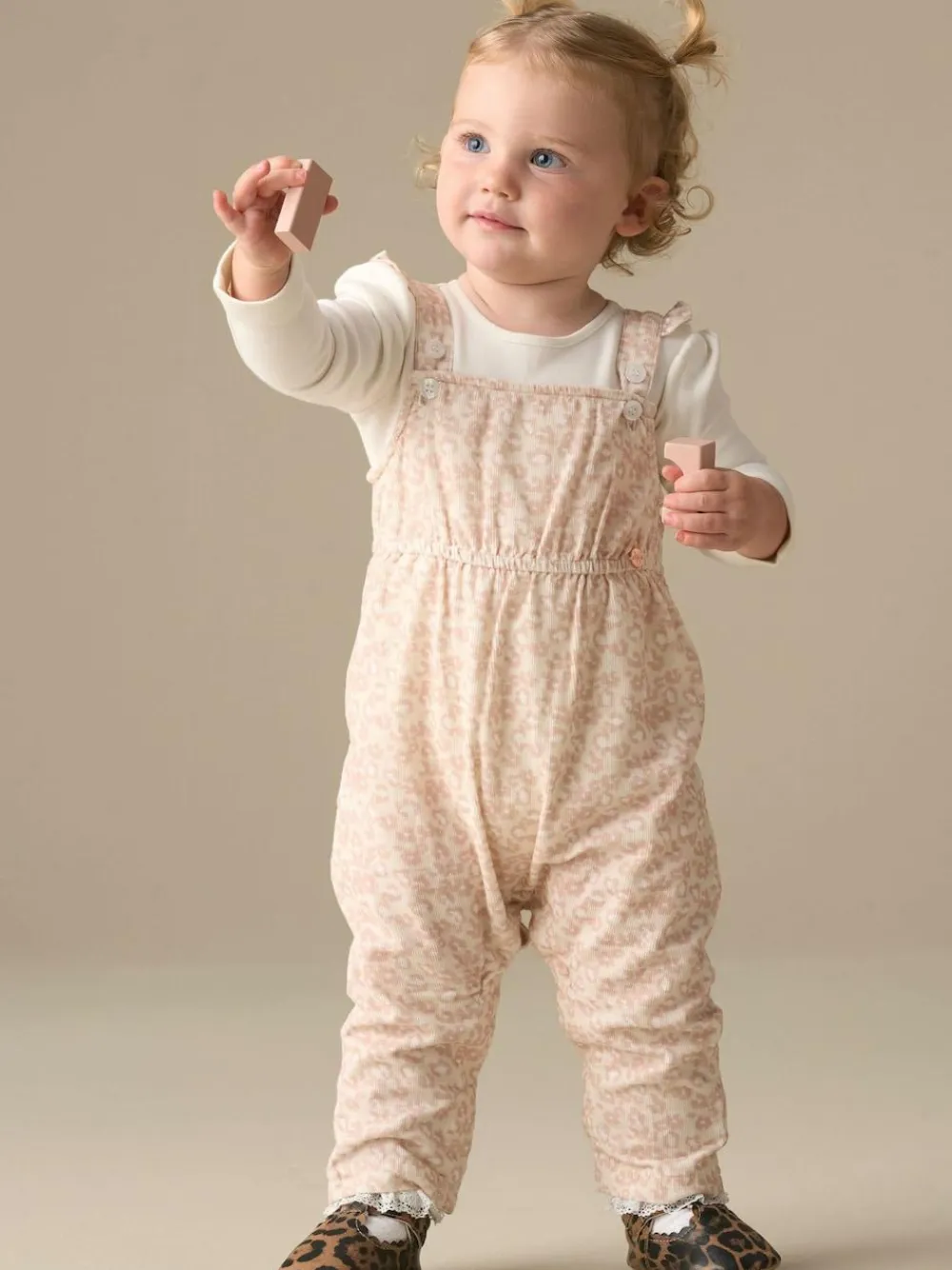 Online Angel & Rocket Nude Nellie Animal Print Cord Dungaree & Bodysuit