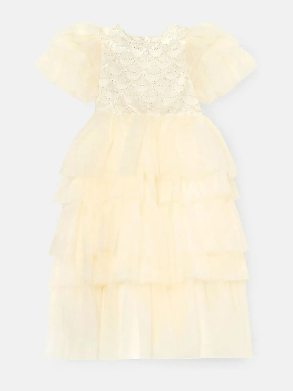 Angel & Rocket White Tiffany Ivory Beaded Tiered Tulle Dress^ Occasionwear