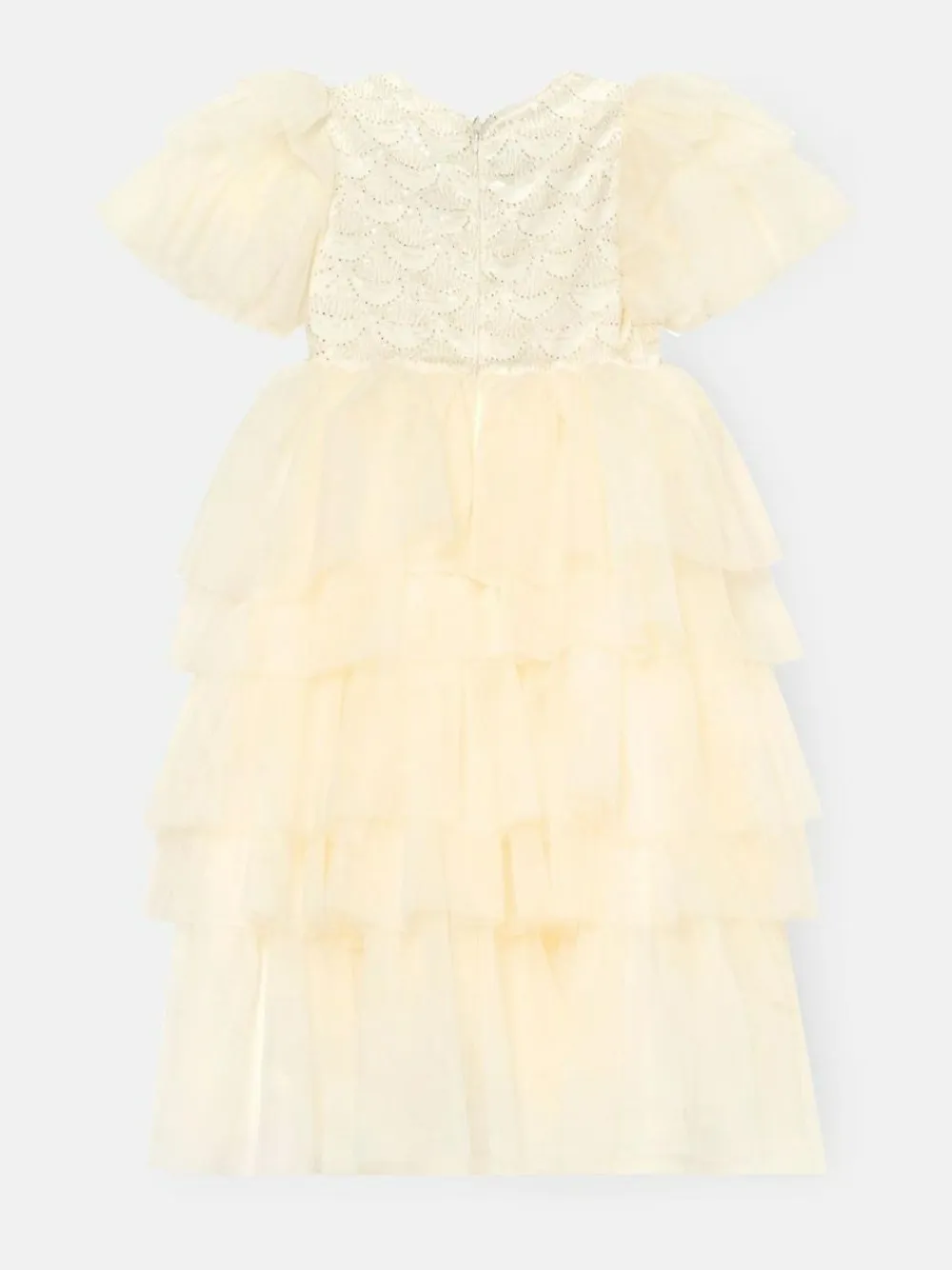 Angel & Rocket White Tiffany Ivory Beaded Tiered Tulle Dress^ Occasionwear