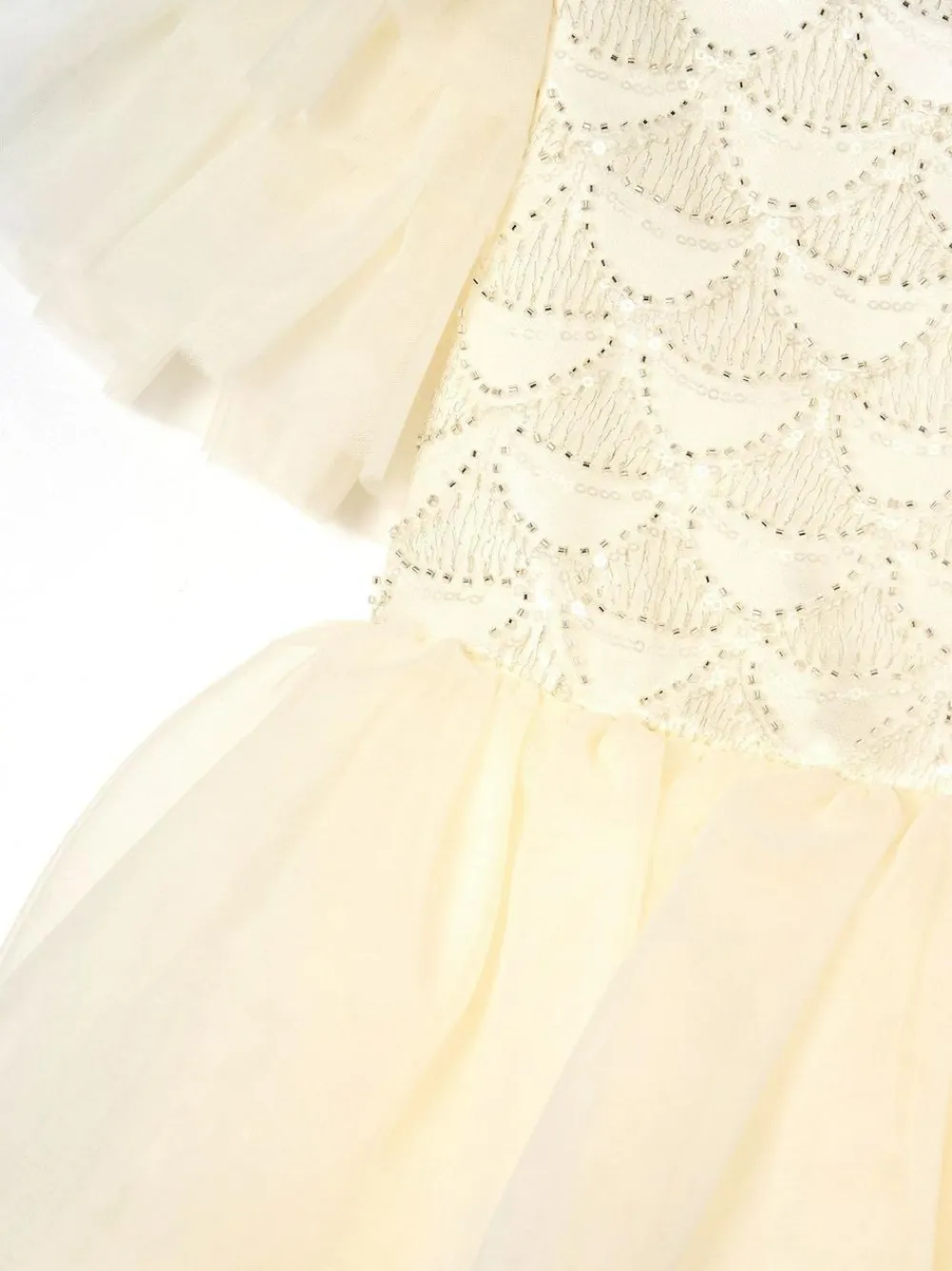 Angel & Rocket White Tiffany Ivory Beaded Tiered Tulle Dress^ Occasionwear
