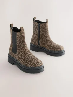 Next Standard Fit (F) Leather Chunky Chelsea Boots^ Boots & Wellies