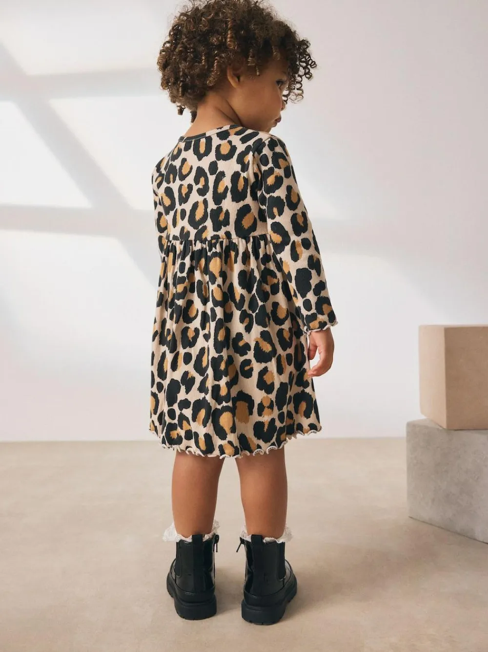 Sale Next Animal Print Long Sleeve Ribbed Dress (3mths-7yrs)