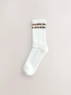 Online Next Animal Stripe Cushion Sole Ribbed Sport Ankle Socks 3 Pack With Arch Support