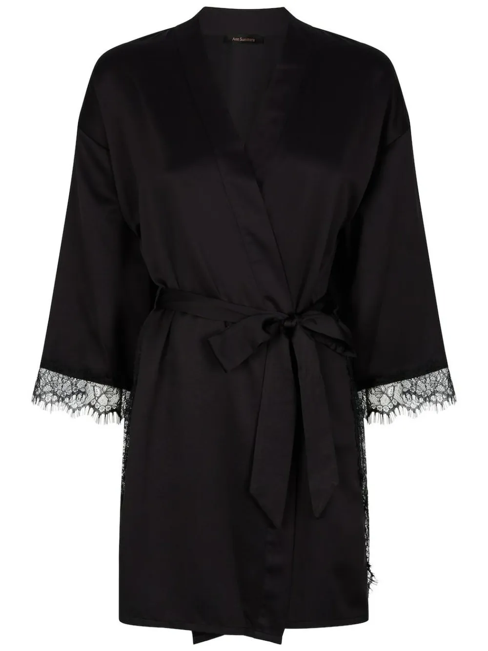 Discount Ann Summers Satin Cherryann Robe Dressing Gown Black