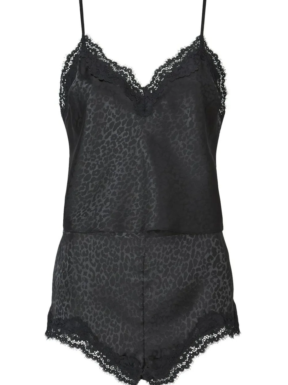 Best Ann Summers Black Signature Satin Animal Print Short Cami Pyjama Set