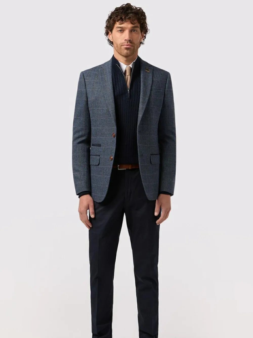 Clearance Antique Rogue Blue Maverick Hbone Check Jacket