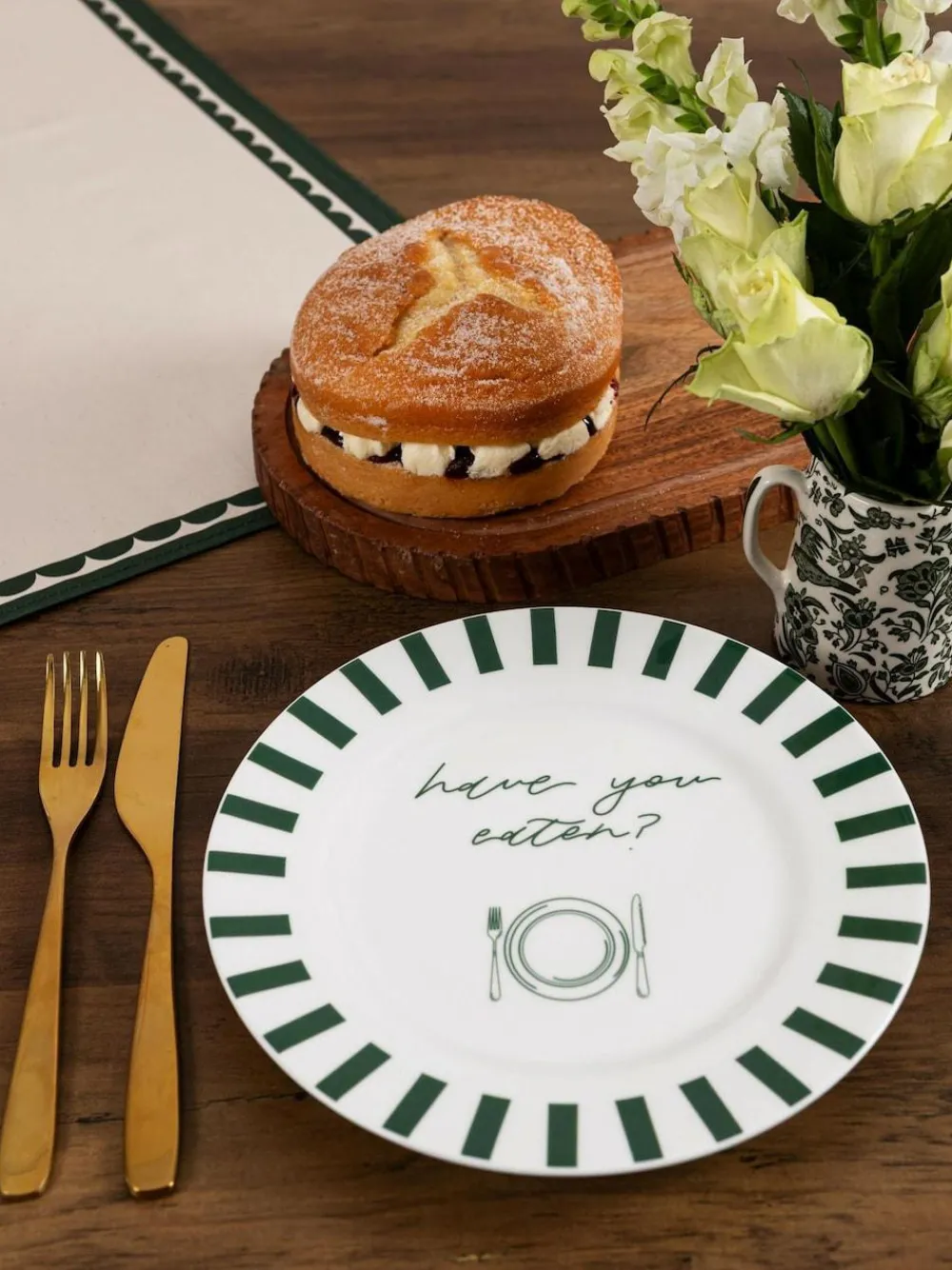 Best Avalon Home Forest Green Have You Eaten Dessert Plate