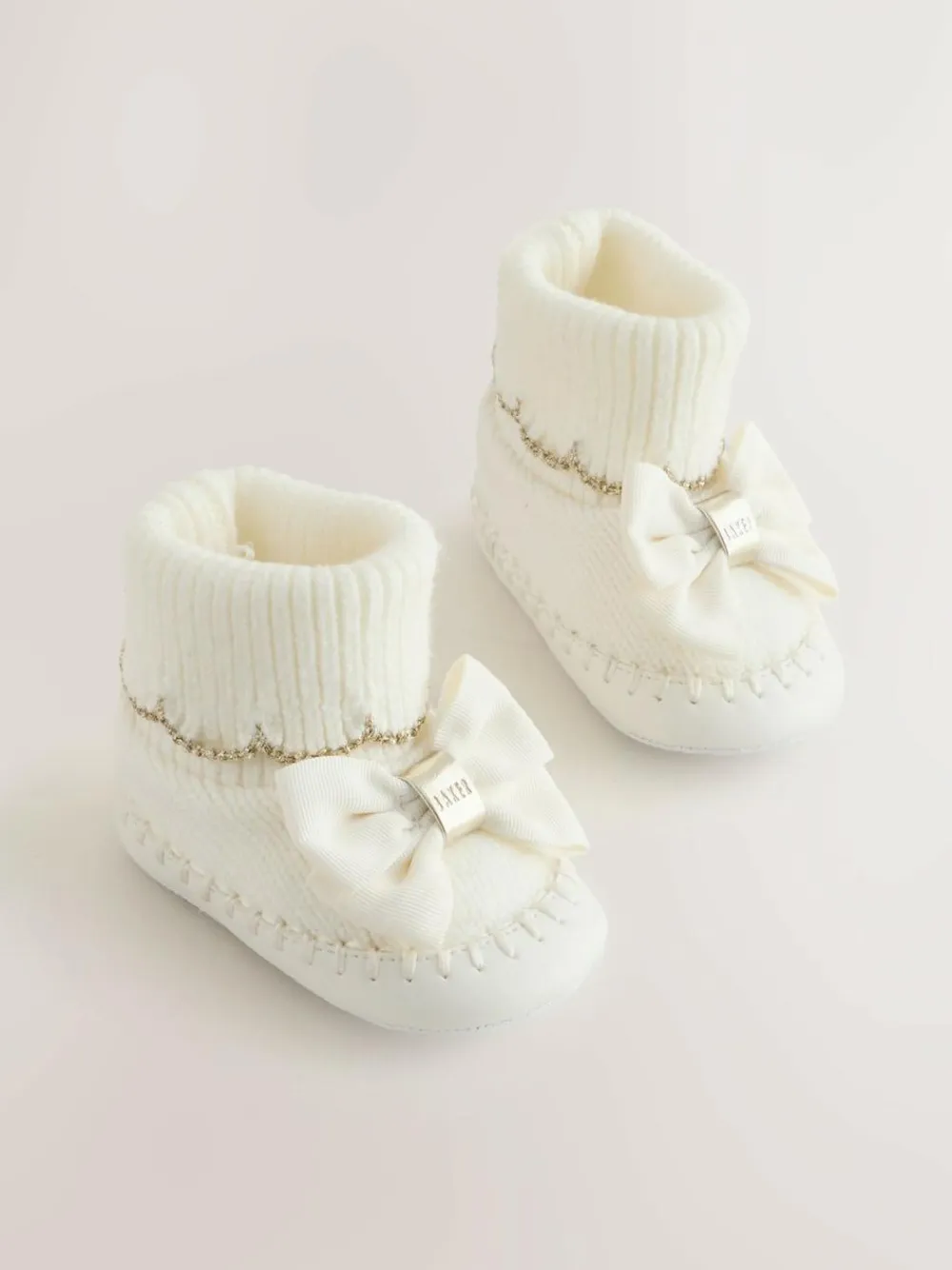 Baker by Ted Baker Baby Girls Scallop Edge Knitted Padders Booties with Bow^ Baby Boots|Boots