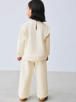 Hot Baker by Ted Baker 2 Piece Cream Sweat & Pintuck Wide Leg Jogger Set