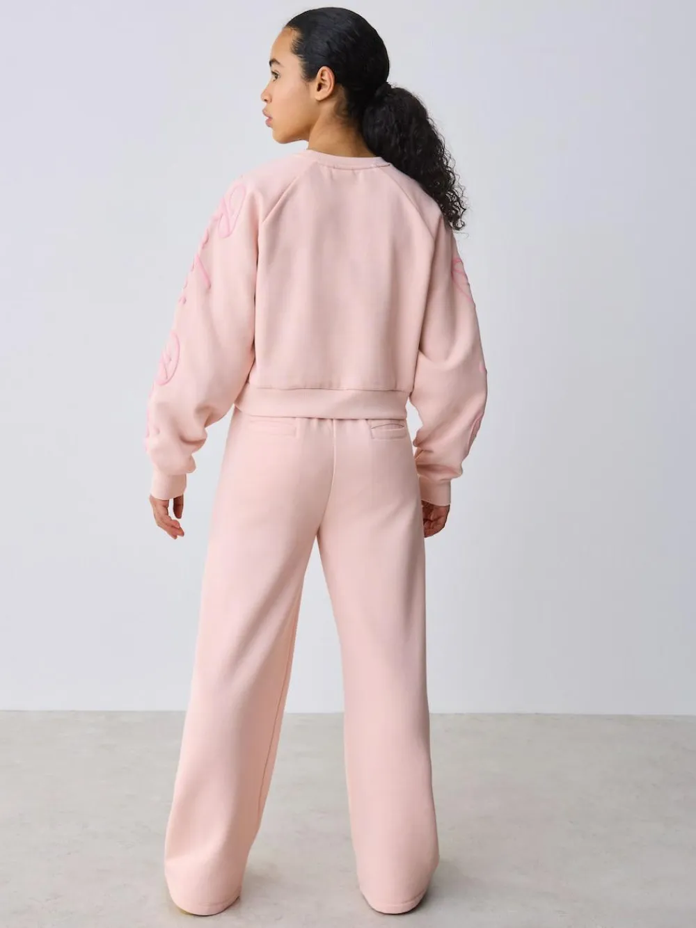 New Baker by Ted Baker 2 Piece Boxy Sweat & Wide Leg Joggers Set Pink