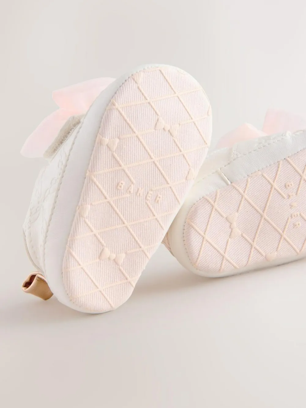 Discount Baker by Ted Baker Baby Girls Organza Bow Padders Trainers White/Pink