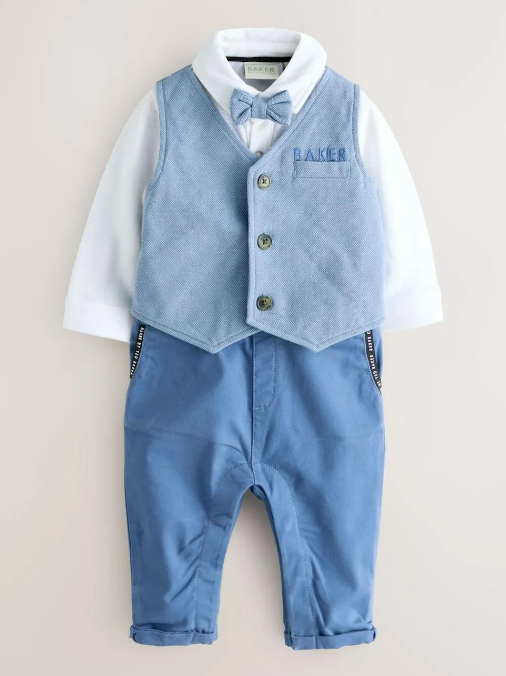 Hot Baker by Ted Baker Blue Smart Bow Tie Rompersuit