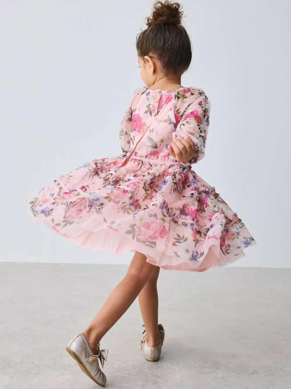 Baker by Ted Baker Floral Mesh Long Sleeve Bow Dress^ Dresses