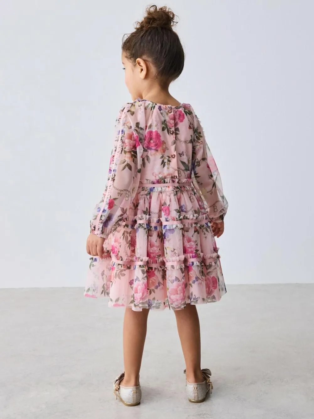 Baker by Ted Baker Floral Mesh Long Sleeve Bow Dress^ Dresses