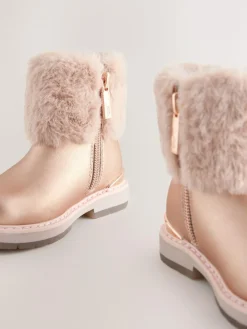 Baker by Ted Baker Girls Faux Fur Cuff Boots with Bow^ Baby Boots|Boots