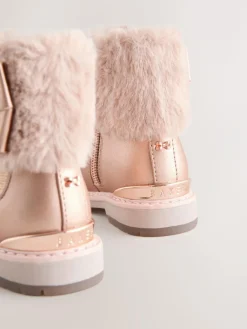 Baker by Ted Baker Girls Faux Fur Cuff Boots with Bow^ Baby Boots|Boots