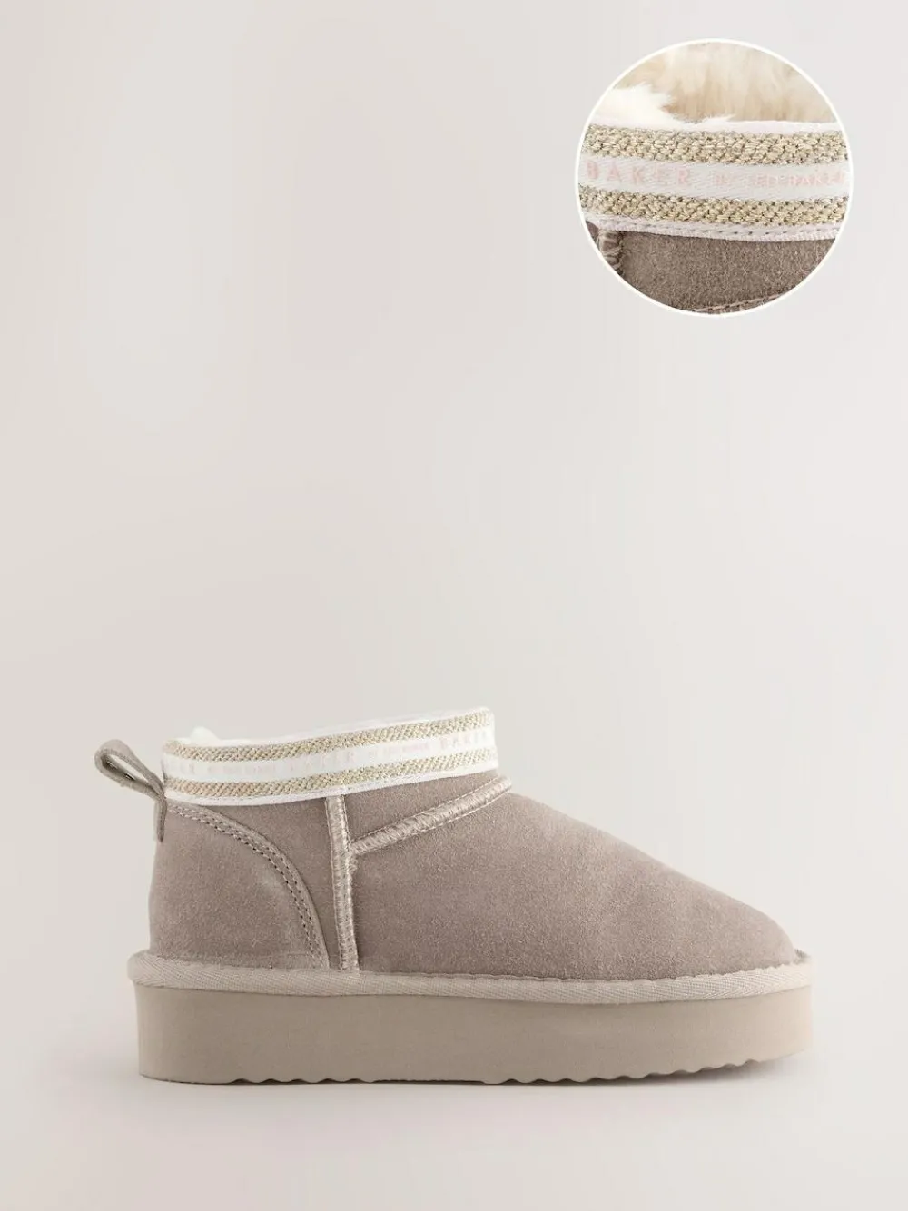 Outlet Baker by Ted Baker Girls Water Repellent Cosy Suede Boots Mink Brown