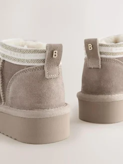 Outlet Baker by Ted Baker Girls Water Repellent Cosy Suede Boots Mink Brown