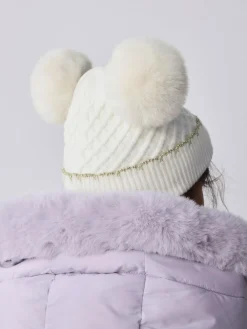 Baker by Ted Baker Girls Double Pom Eared Hat and Mittens Set^ Hats & Scratch Mitts|Hats, Gloves & Scarves