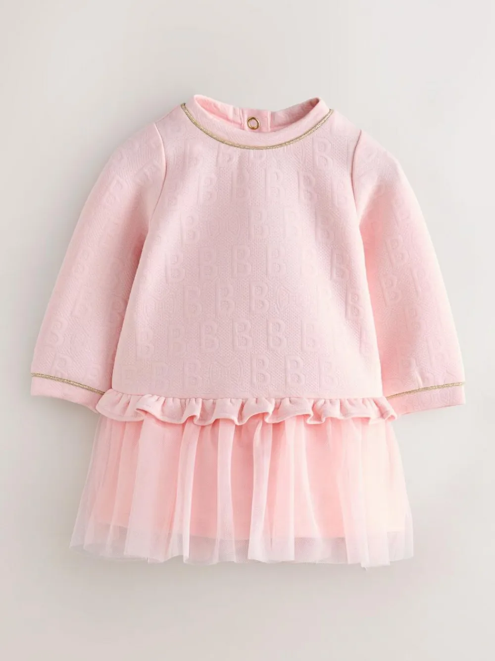 Online Baker by Ted Baker Jacquard Embossed Mesh Hem Dress Pink