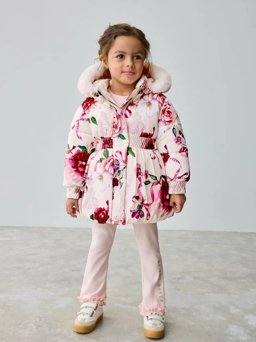 Baker by Ted Baker Shower Resistant Bubble Hem Padded Coat Pink